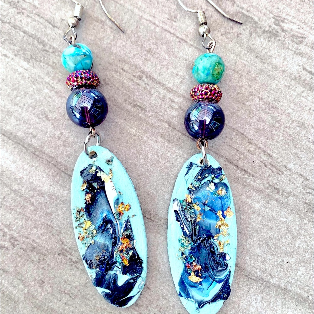 Wooden sea spray earrings